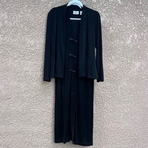 Chico's Travelers Maxi‎ Dress w Cardigan Womens XS Black Mininalist Modest Y2K